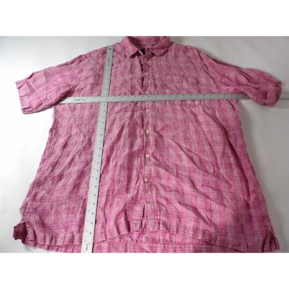 Jos. A Co Reserve Mens 2XLT Linen Button Up Short Sleeve Burgundy Big Tall Vacay - Picture 5 of 8